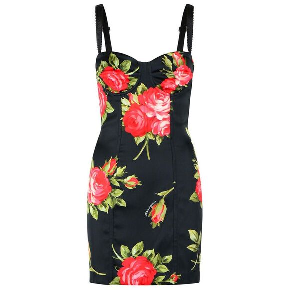 Dolce & Gabbana 'Bouquet Rose' Dress In Black Viscose Blend Women